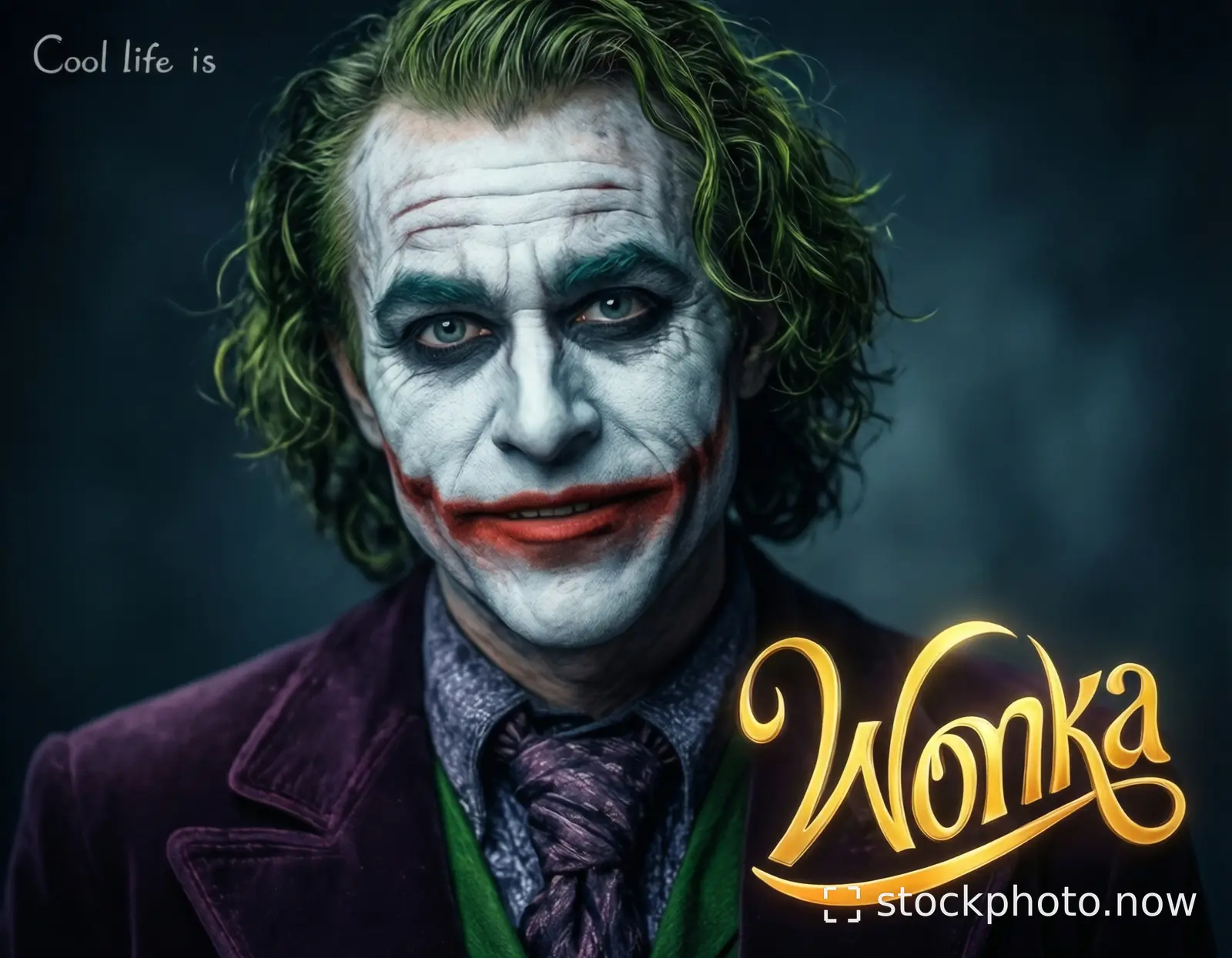 AI-generated image based on the creator’s brief: A cool Wonka and joker picture discribing how cool life is.