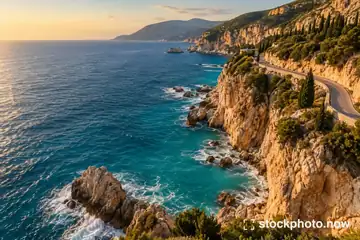 Turquoise sea beside a limestone coastline